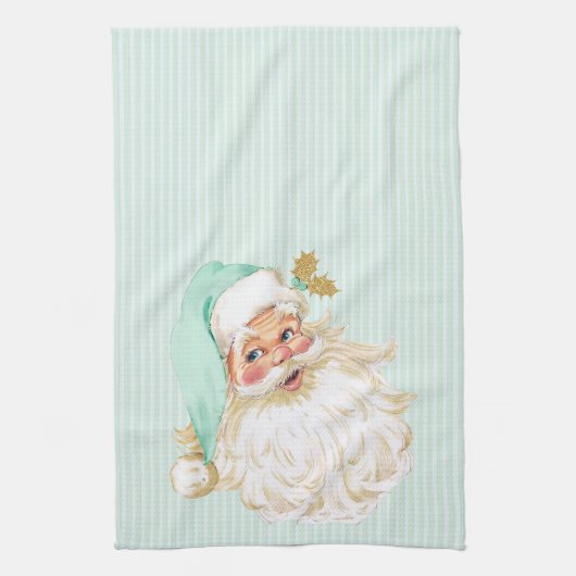 Oude Victoriaanse Kerstman Neutraal Mint & Goud Theedoek (Verticaal)