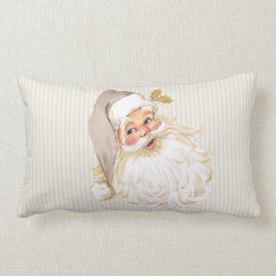 Oude Victoriaanse Kerstman Neutraal Taupe & Goud Kussen