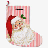 Oude victoriaanse kerstman rode en witte streep grote kerstsok (Voorkant)