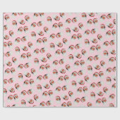 Oude Victoriaanse Kerstman Roze Cadeaupapier (Vlak)