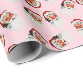 Oude Victoriaanse Kerstman Roze Cadeaupapier (Rol Hoek)
