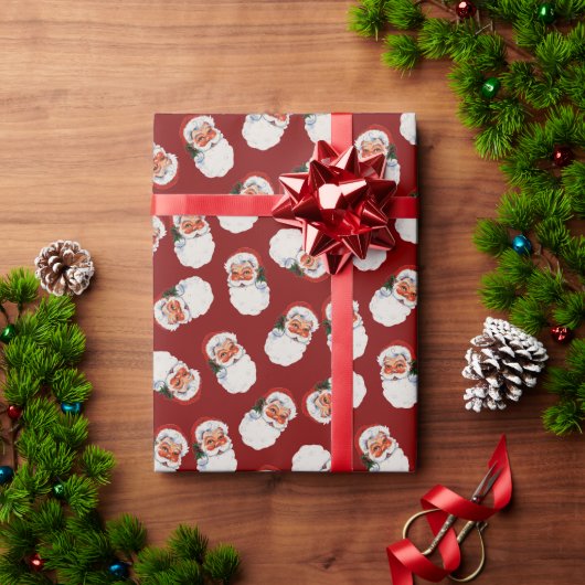 Oude Victoriaanse Kerstman Sinterklaas Bourgondiër Cadeaupapier (Feestdagen Geschenken)