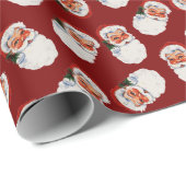 Oude Victoriaanse Kerstman Sinterklaas Bourgondiër Cadeaupapier (Rol Hoek)