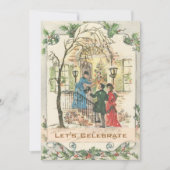 Oude Victoriaanse Kerstvakantie Feest Kaart (Voorkant)