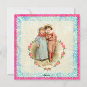 Oude victoriaanse kinderen geschenk van liefde val feestdagenkaart (Achterkant)