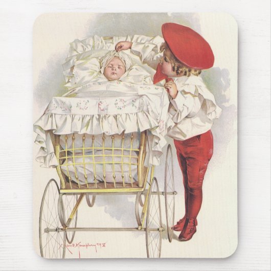 Oude victoriaanse kinderen, kind en baby in kinder muismat (Voorkant)