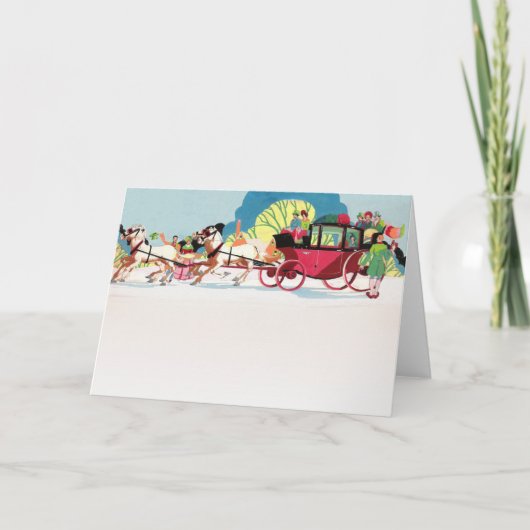 Oude victoriaanse koets Kerstfeest Feestdagen Kaart (Voorkant)