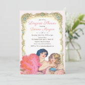 Oude Victoriaanse lingerie bruidsdouche uitnodigin Kaart (Staand voorkant)