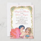 Oude Victoriaanse lingerie bruidsfeest uitnodiging (Voorkant)