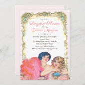 Oude Victoriaanse lingerie bruidsfeest uitnodiging (Voorkant / Achterkant)