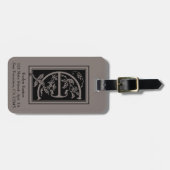 Oude Victoriaanse monogram decoratieve letter E Bagagelabel (Voorkant horizontaal)