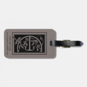 Oude Victoriaanse monogram decoratieve letter E Bagagelabel (Achterkant horizontaal)