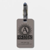 Oude Victoriaanse monogramletter A Bagagelabel (Achterkant verticaal)