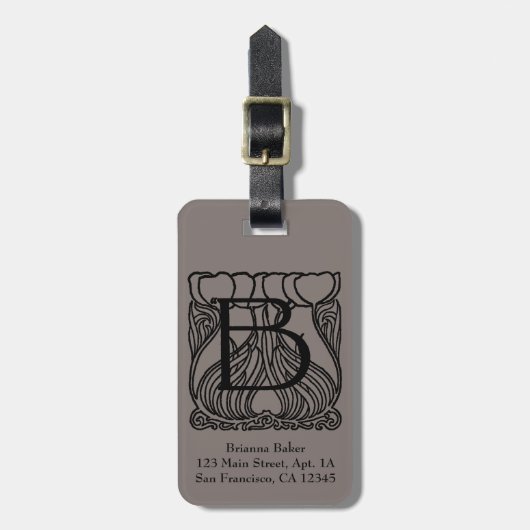 Oude Victoriaanse monogramletter B, bloemen Bagagelabel (Voorkant verticaal)