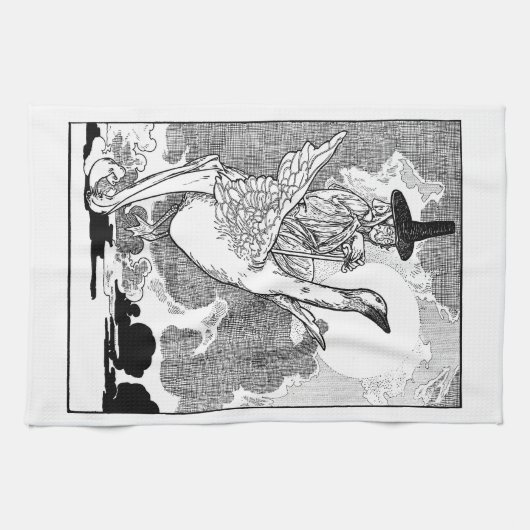 Oude victoriaanse Mother Goose door Charles Robins Theedoek (Horizontaal)