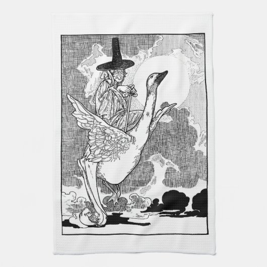 Oude victoriaanse Mother Goose door Charles Robins Theedoek (Verticaal)