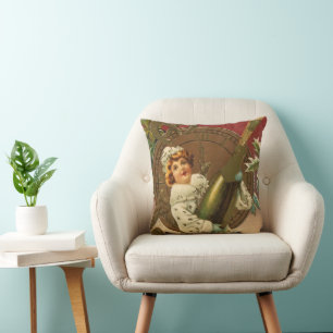 Oude victoriaanse nieuwjaarsengel met champagne kussen