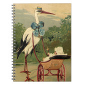 Oude victoriaanse ooievaar en kinderwagen notitieboek (Voorkant)