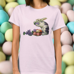 Oude Victoriaanse Paashaas, Bloemen en Eieren T-shirt