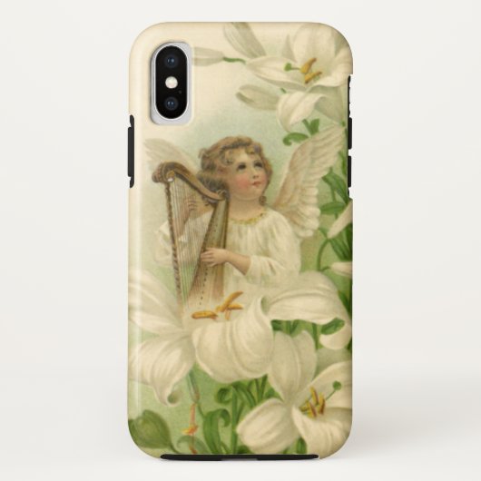 Oude victoriaanse Pasen, engel harp lelie bloemen Case-Mate iPhone Case (Achterkant)