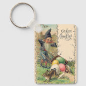 Oude Victoriaanse Pasen Groeten met Gnome Sleutelhanger (Voorkant)
