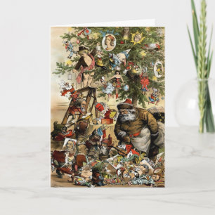 Oude Victoriaanse rare kerstkaart Feestdagen Kaart