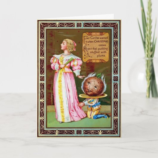 Oude Victoriaanse rare pruimentaart Kerstkaart Feestdagen Kaart (Voorkant)