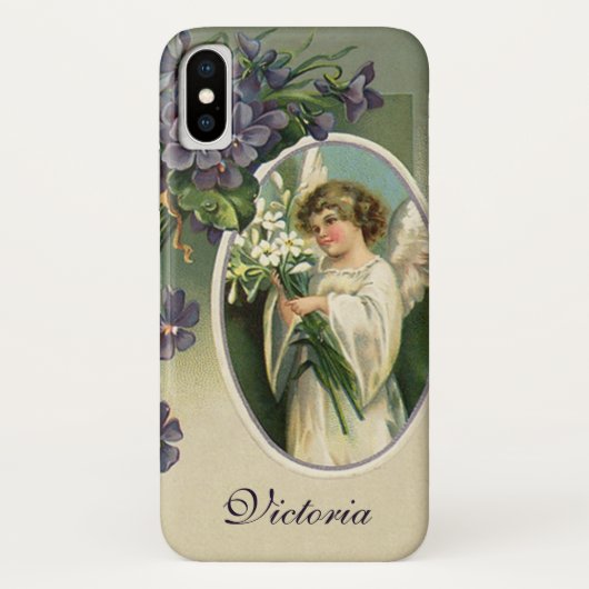 Oude victoriaanse religieuze paasengel bloemen Case-Mate iPhone case (Achterkant)
