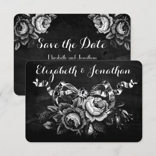 Oude Victoriaanse Rozen Bewaar de Datum Kaart (Voorkant / Achterkant)