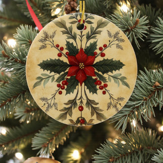 Oude Victoriaanse Rustieke Familie Gepersonaliseer Keramisch Ornament
