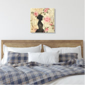 Oude Victoriaanse Silhouet met Roze Rozen Canvas Afdruk (Insitu (Slaapkamer))