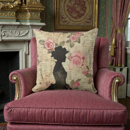 Oude Victoriaanse Silhouet met Roze Rozen Kussen