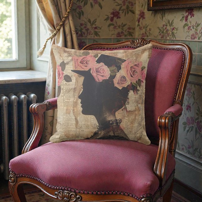 Oude Victoriaanse Silhouet met Roze Rozen Kussen (Creator heeft geüpload)