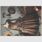 Oude Victoriaanse Steampunk Damesdetective Jurk Tissuepapier (Voorkant)