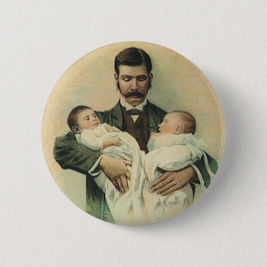 Oude Victoriaanse Vaderdag, het zijn drieling! Ronde Button 5,7 Cm (Voorkant)