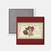 Oude victoriaanse Valentijn cherubijn, roos en har Magneet (Voorkant / Achterkant)