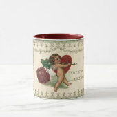 Oude Victoriaanse Valentijn cherubijn, roos en har Mok (Midden)