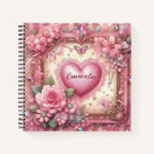 Oude Victoriaanse Valentijnsdag Bloemhart Custom Notitieboek (Voorkant)