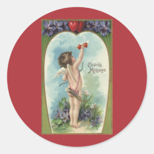 Oude Victoriaanse Valentijnsdag, boodschap van Cup Ronde Sticker