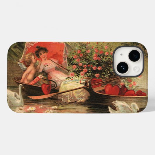 Oude victoriaanse valentijnsdag cherubijn met hart Case-Mate iPhone case (Achterkant (horizontaal))