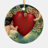 Oude victoriaanse Valentijnsdag cherubs in de heme Keramisch Ornament (Voorkant)