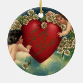 Oude victoriaanse Valentijnsdag cherubs in de heme Keramisch Ornament (Achterkant)