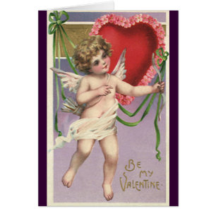 Oude Victoriaanse Valentijnsdag Cupido met Hart