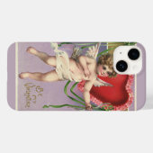 Oude Victoriaanse Valentijnsdag Cupido met Hart Case-Mate iPhone Case (Achterkant (horizontaal))