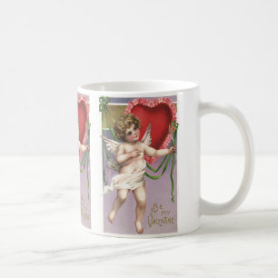 Oude Victoriaanse Valentijnsdag Cupido met Hart Koffiemok