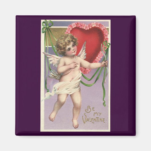 Oude Victoriaanse Valentijnsdag Cupido met Hart Magneet (Voorkant)