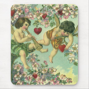 Oude Victoriaanse Valentijnsdag Cupido's Hart Boom Muismat