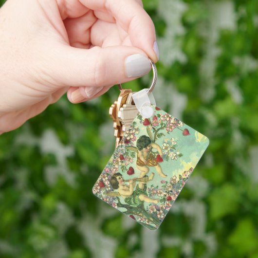 Oude Victoriaanse Valentijnsdag Cupido's Hart Boom Sleutelhanger (Hand)