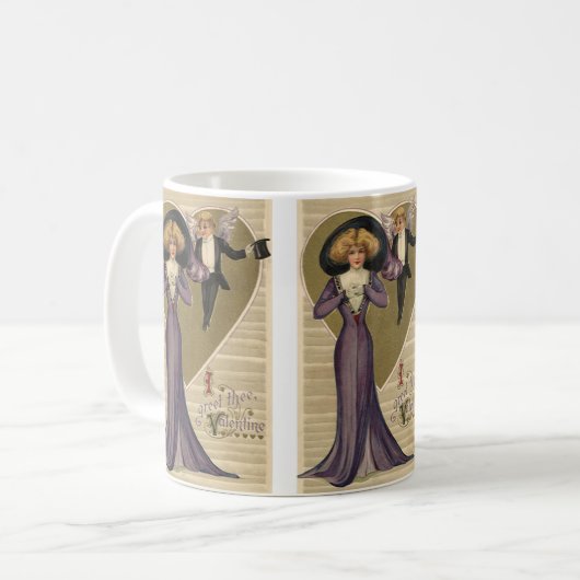 Oude victoriaanse Valentijnsdag, dame in paars Koffiemok (Voorkant links)