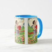 Oude victoriaanse Valentijnsdag, engel met hart Mok (Voorkant rechts)